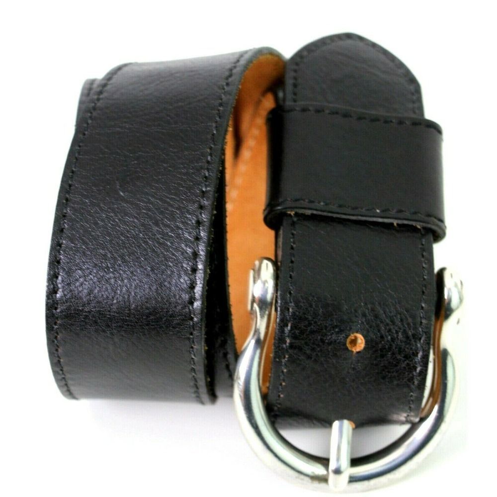 EDDIE BAUER BLACK ITALIAN GENUINE LEATHER 1.5"Wd CASUAL WOMEN'S BELT M 29" (D11